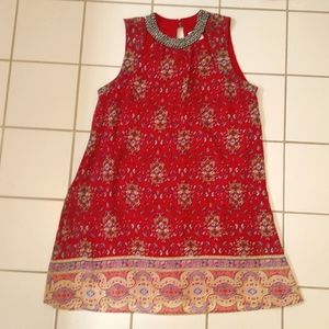 Speechless red tunic dress with beaded neckline